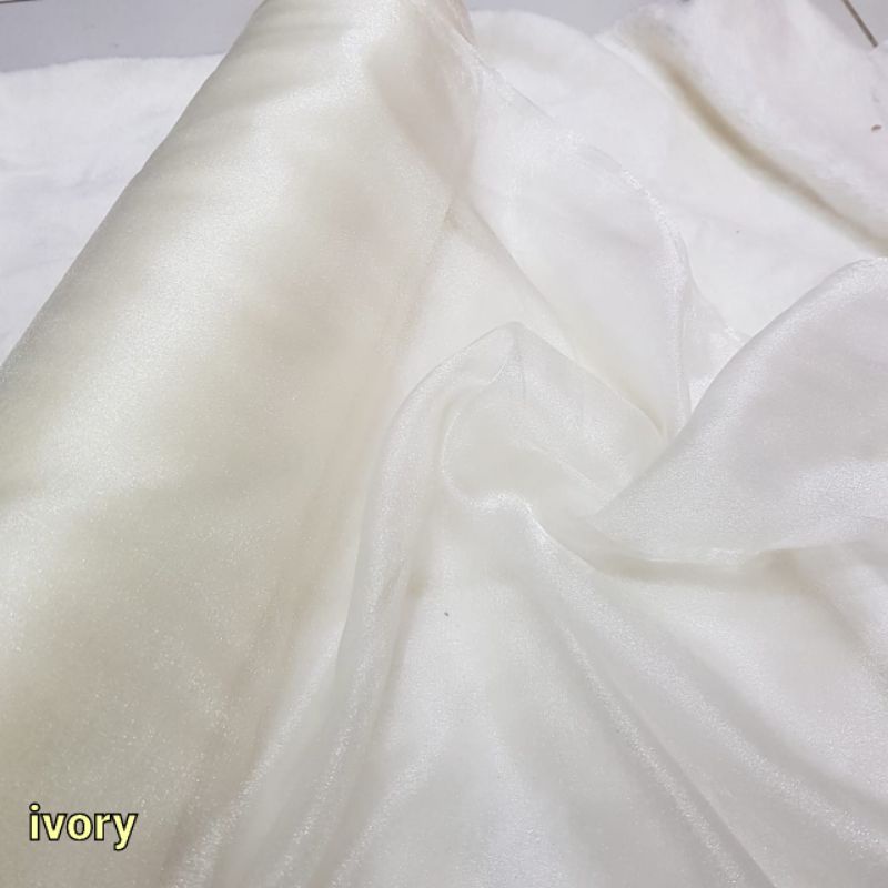 Kain Organza Silk Metalik / Organza Kristal / Organza Glossy / Organza Polos Pearl Pasir