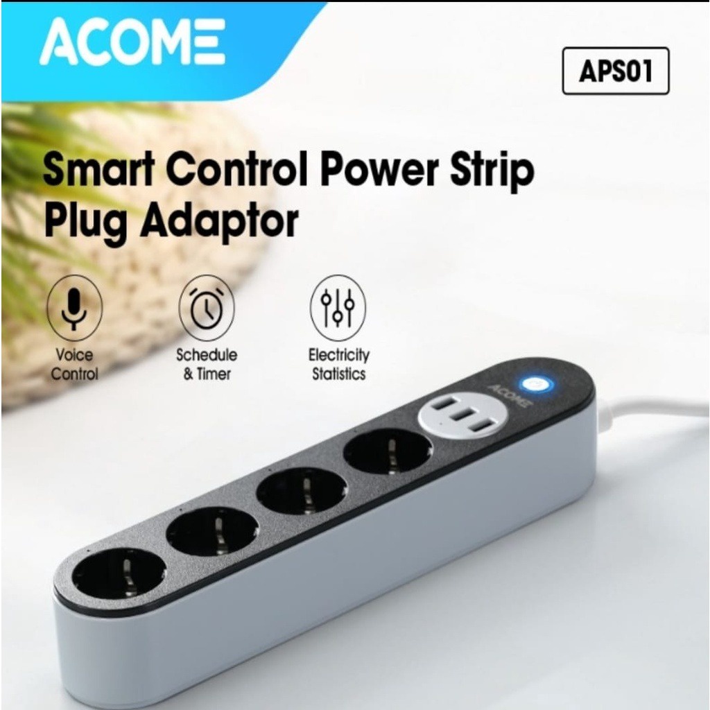 ACOME Smart Power Strip Stop Kontak Colokan Kabel WiFi Bardi Extention PowerStip