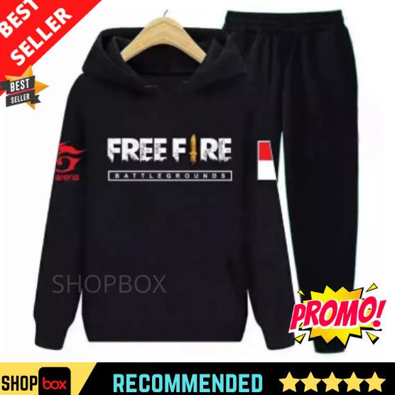 SETELAN SWEATER HOODIE BAJU FREE FIRE ANAK COWOK CEWEK / FF