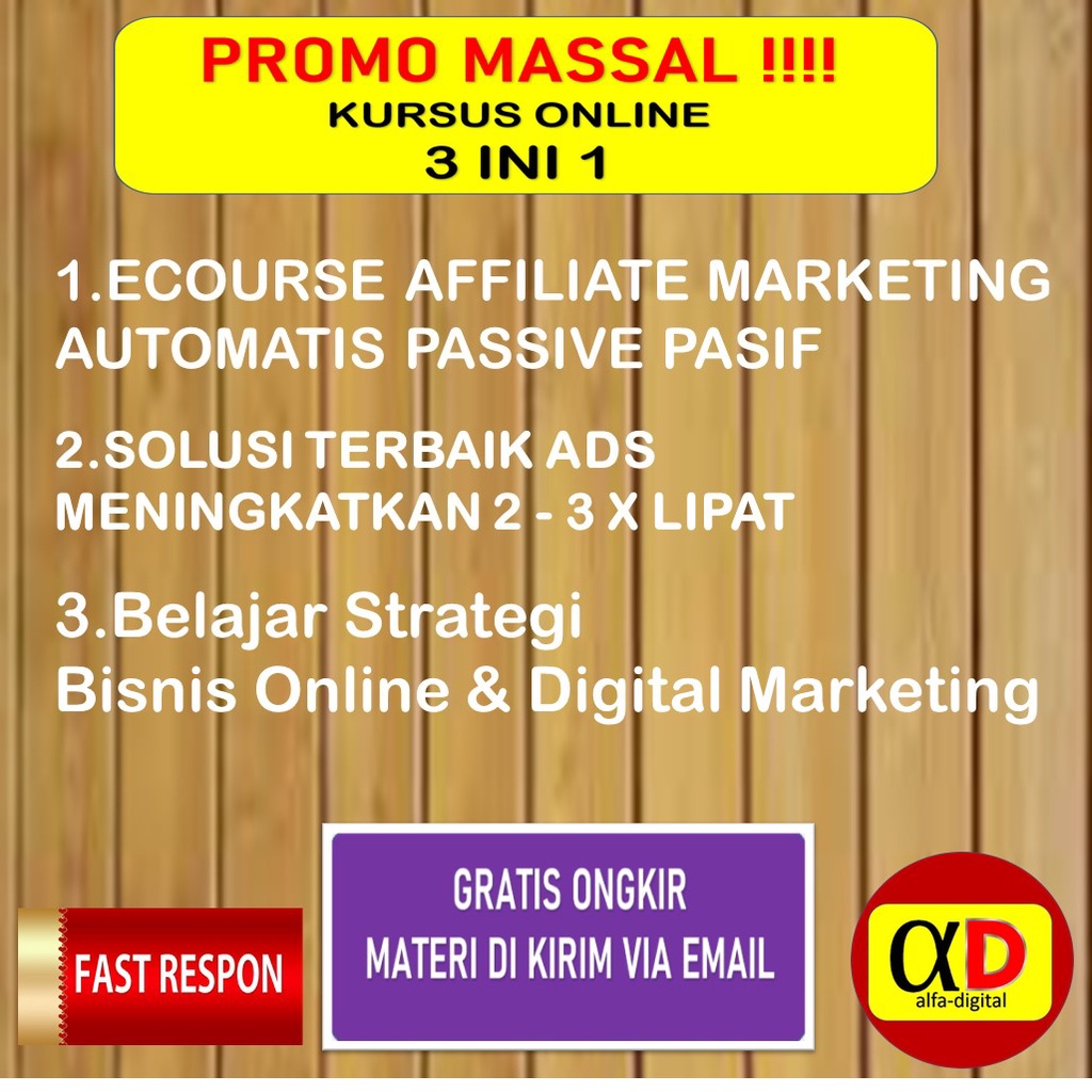 ECOURSE PROMO MASSAL TERMURAH 1.ECOURSE AFFILIATE MARKETING AUTOMATIS PASSIVE PASIF 2.SOLUSI TERBAIK