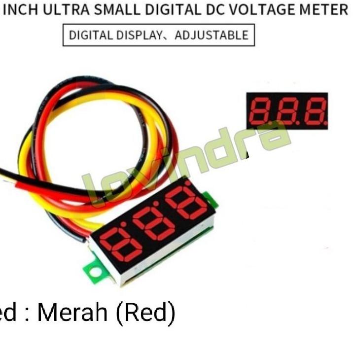Paling Diminati Voltmeter Digital 0.28 inch DC 0-100V Mini Voltmeter 3 kabel 0.28inch