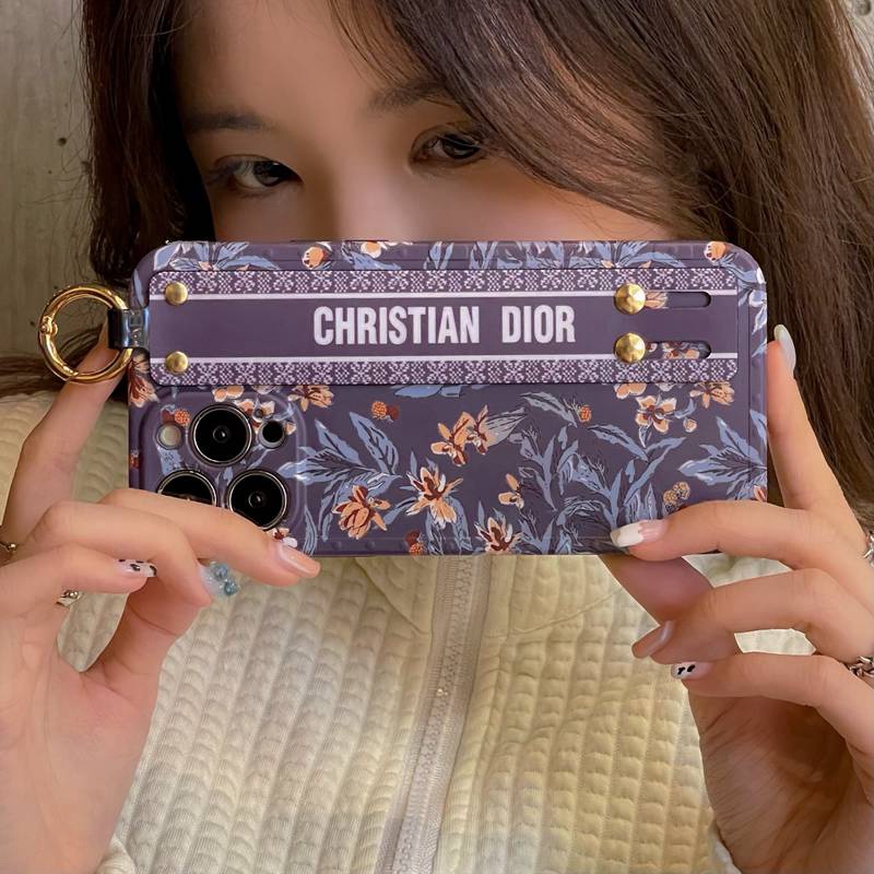 Luxury Gelang Tangan Case IPhone Xr Xs14 Plus Ip Apple IPhone 11 12 13 14 Pro Max Wanita Silikon Cover Phone Casing Christian Dior Daun Bunga