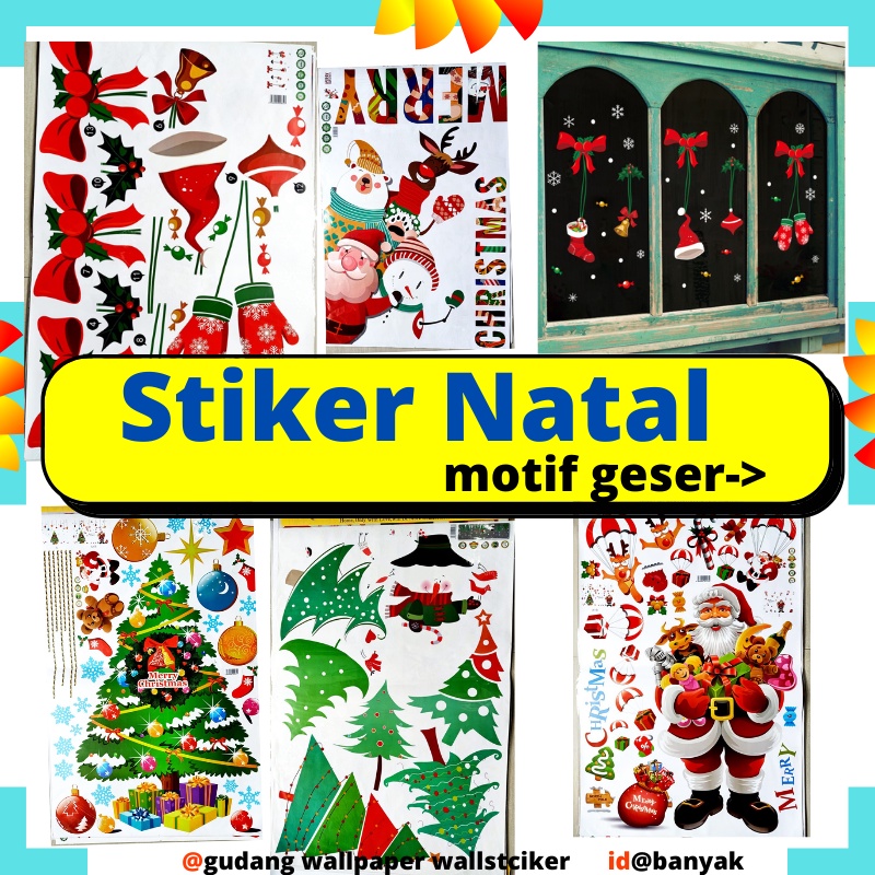 WALL STICKER WALLSTICKER NATAL WALLSTIKER STIKER SETIKER POHON TEMA MOTIF NATAL WALSTIKER WALLPAPER PAPER MERRY MERY CHRISTMAS SANTA CLAUSE TAHUN BARU DEKORASI HIASAN DINDING TEMBOK DEKOR RUANG TAMU PINTU KACA JENDELA RUMAH GANTUNGAN KAOS KAKI NATAL