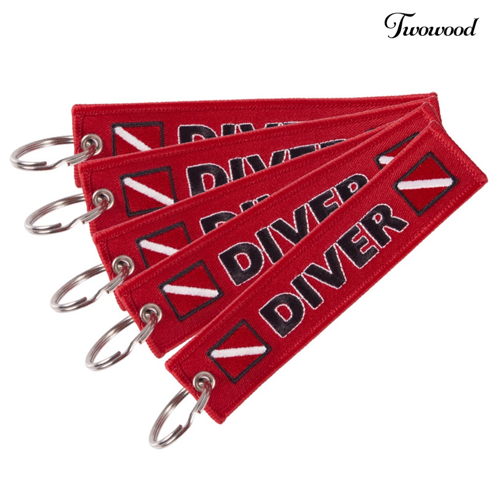 Twowood Gantungan Kunci Motif Tulisan CAUTION DIVER