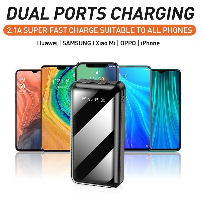 Power bank Fast Charging Kapasitas Nyata Powerbank 30000mAh 4 Output 3 Input LED Power Display cocok untuk  Xiaomi / OPPO / VIVO / Huawei / Samsung / IPHONE , dll