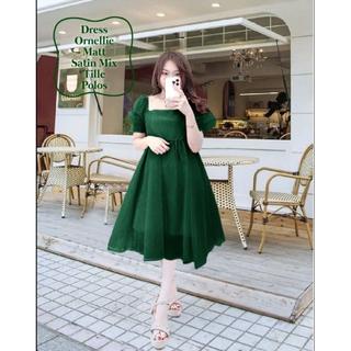 Terbaru Viral Mini Dress Wanita Puffy Ornellie All Size/Gaun Pesta Dan Natal Wanita Remaja Terkini Korean Matt Satin Velvet Mix Tille Polos