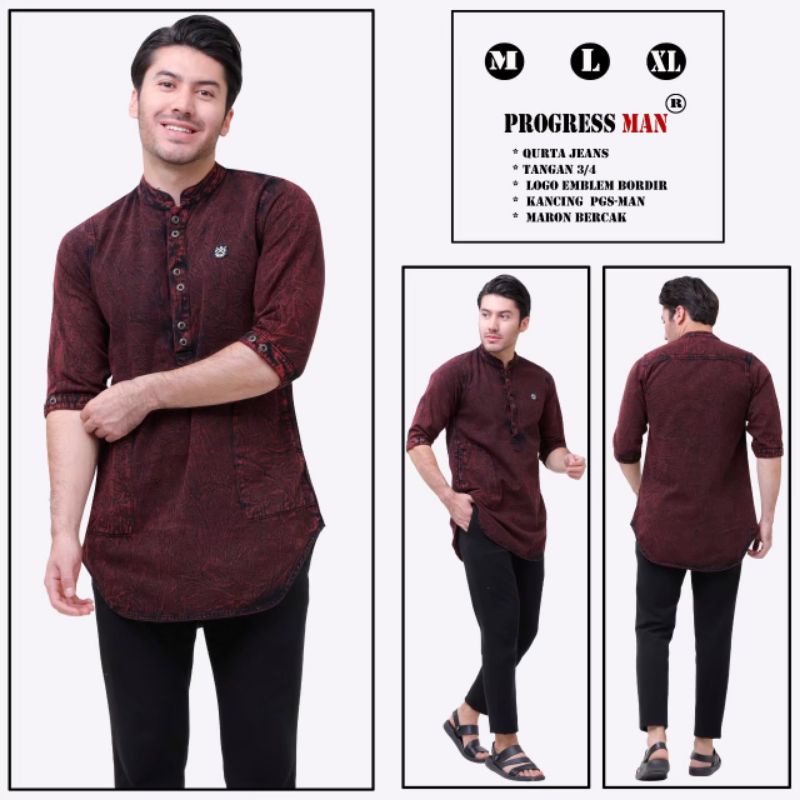 Baju Koko Pria Kurta Jeans Denim/Kemeja Koko Pria Denim/Koko Kurta Pakistan Pria Dewasa 2022 Jeans O