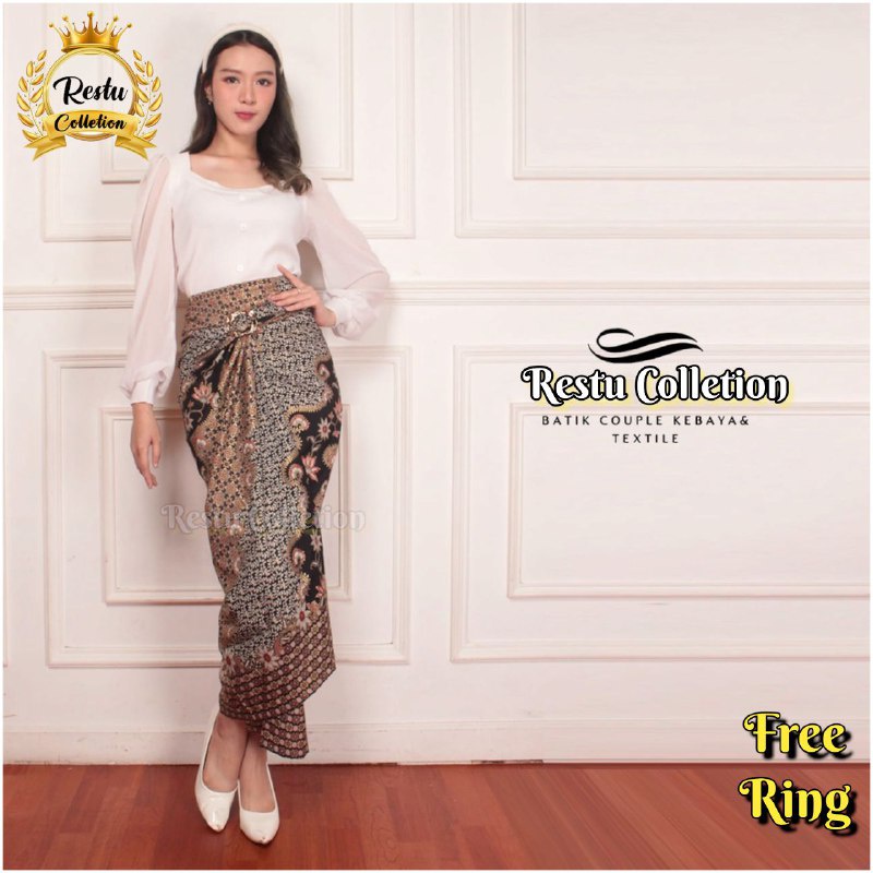 { COD } Rok Lilit Warp Skirt Serut Songket Jumputan Batik Panjang Wanita Bawahan Kebaya Kondangan Nikahan Wisuda Modern Tunangan Cewek Bahan Sutra HQ Premium All Size By Restu Colletion Motif Clasik Salem Bestseller