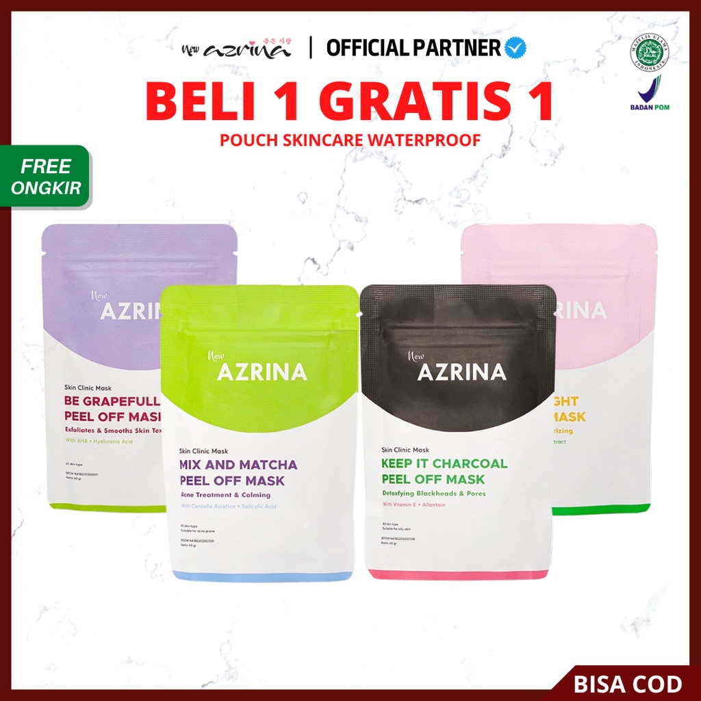 [ FREE GIFT ] Azrina Skin Clinic Mask Keep It Charcoal Be Grapefull Strawbright Mix and Matcha - Masker Wajah Peel Off