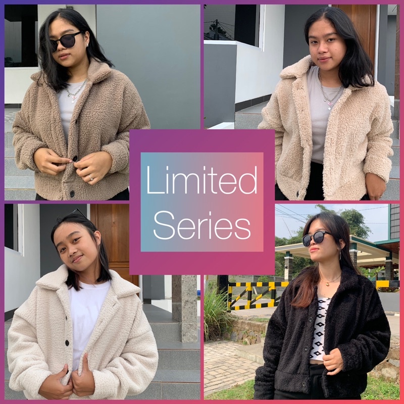 Jaket Crop Furry Faux Fur / Jaket Bulu Wanita