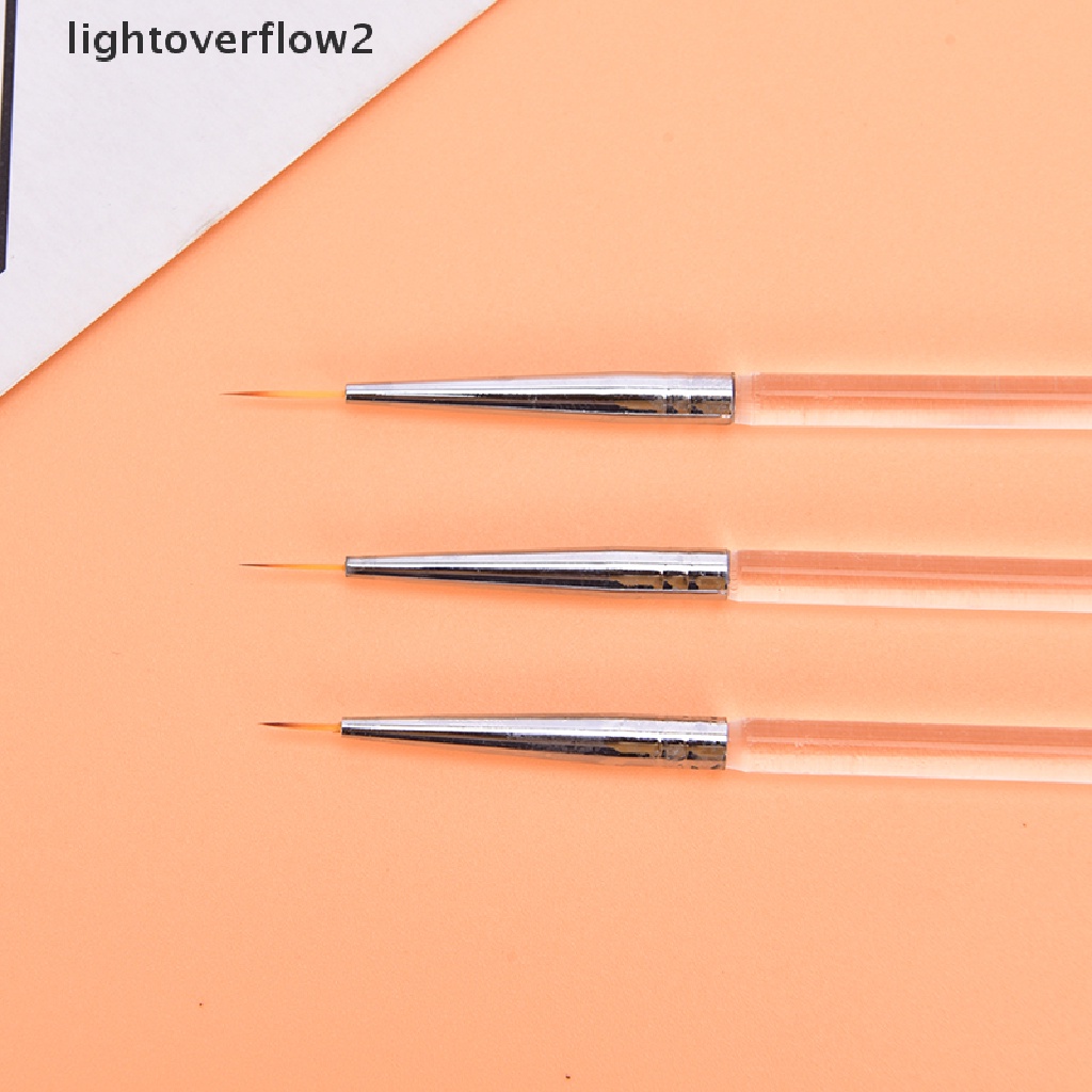 (lightoverflow2) 3pcs / Set Brush Pen Liner Dengan Handle Kristal Glitter Untuk Gambar Hiasan Nail Art