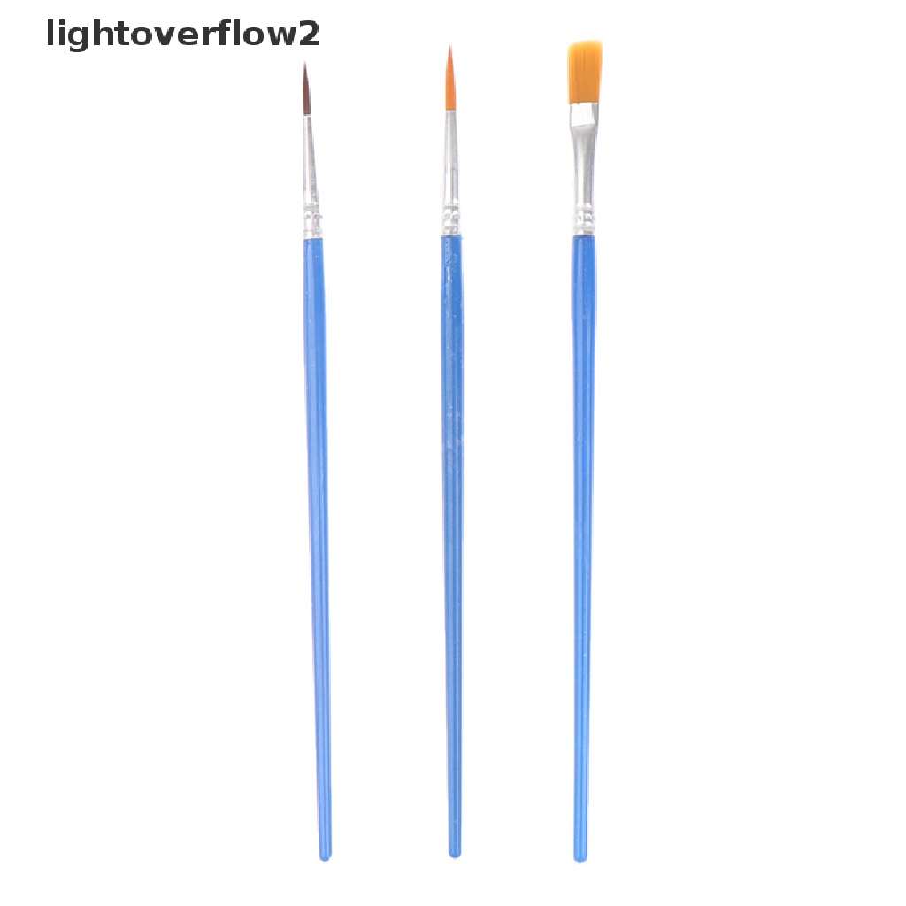 (lightoverflow2) 50pcs / Set Kuas Cat Flat Bahan Nilon Untuk Detail Paing