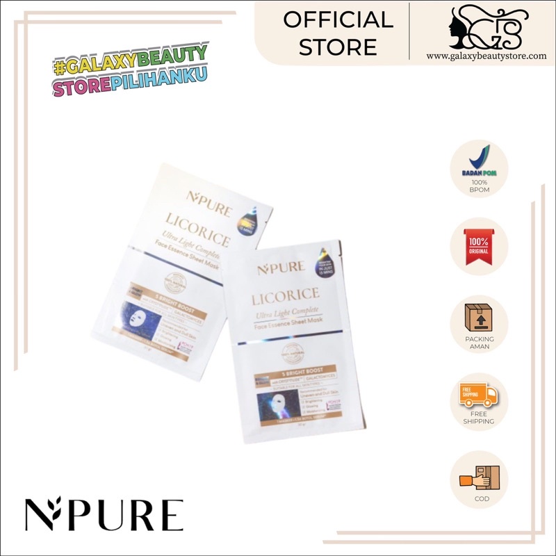 NPURE LICORICE ULTRA LIGHT COMPLETE FACE ESSENCE SHEET MASK / MASKER ESSENCE NPURE BPOM