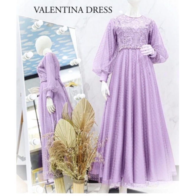 MAXY VALENTINA MUTIARA, BRUKAT TILE FURING, DRESS MAXY, 3 UKURAN