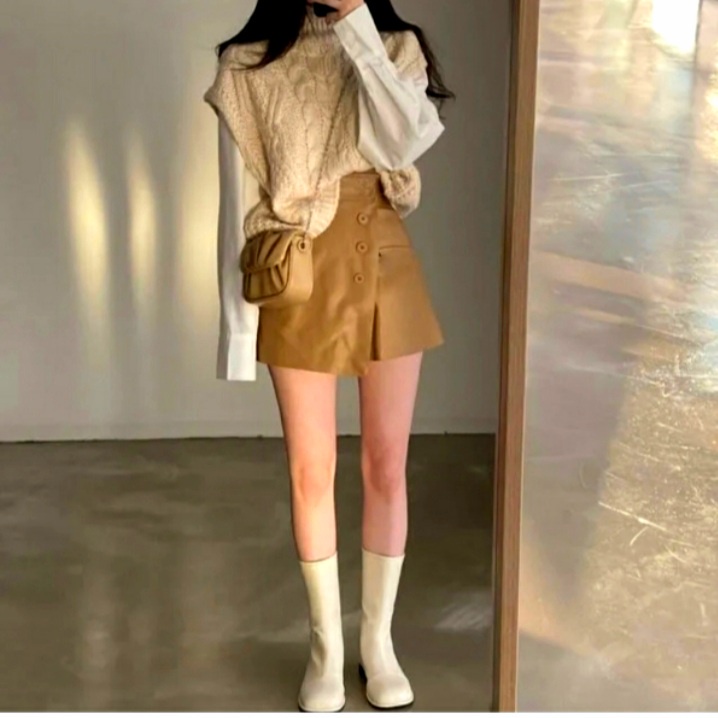 Korean Mini Skirt S-M L-XL-JUMBO - Rok Celana Pendek Wanita Terbaru - Mini Skirt Style Korea Jumbo Santai