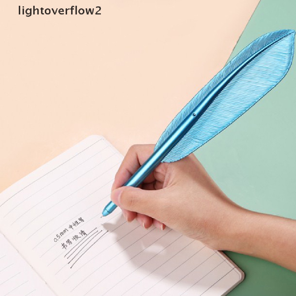 (lightoverflow2) Pulpen Tinta Gel 0.5mm Bentuk Bulu Untuk Sekolah