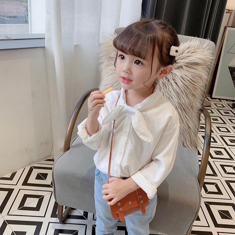 (1-5 Tahun) Blouse La Luna - Korean Style Blus Putih Anak Perempuan kualitas Impor Kemeja Atasan Branded Baju Balita Lengan Panjang Babycinnamon