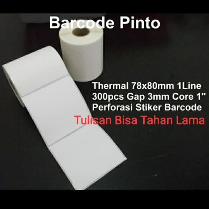 

SALE Thermal 78x80mm 1Line 300pcs Gap 3mm Core 1" Perforasi Stiker Barcode