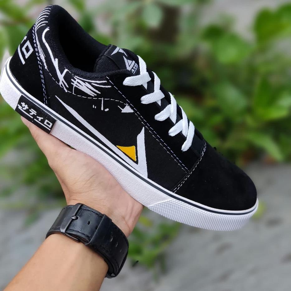 Recomended Sepatu sneakers grade orijinal spatu sekolah kuliah model Zatiro Ori White Black keren de