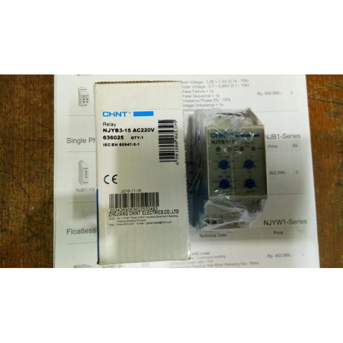 PFR / Phase Failure Relay / Phase Seq Protector Relay CHINT NJYB3-15