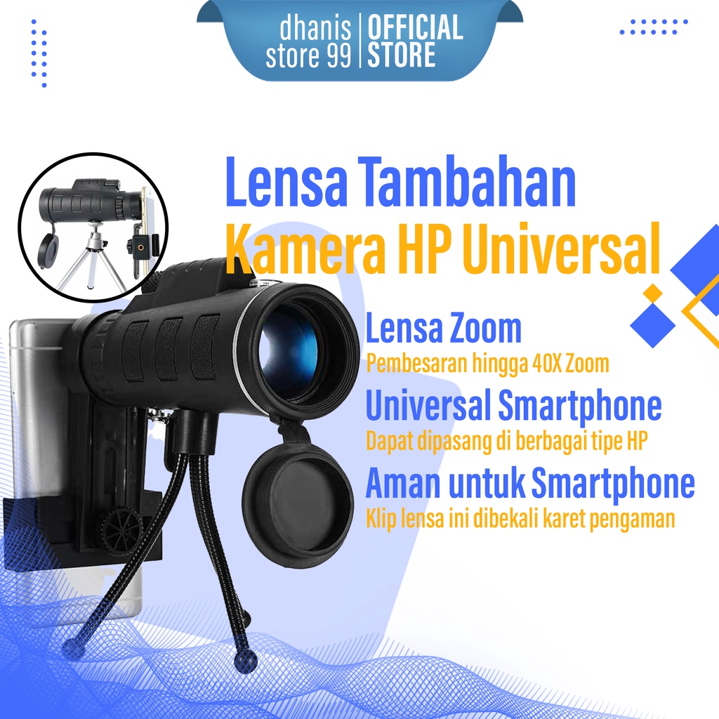 Lensa Tambahan Kamera Handphone HP 40X60 HD Tele Optik Zoom Teleskop Teropong Monoculer Fotografi Macro Kamera HP Universal