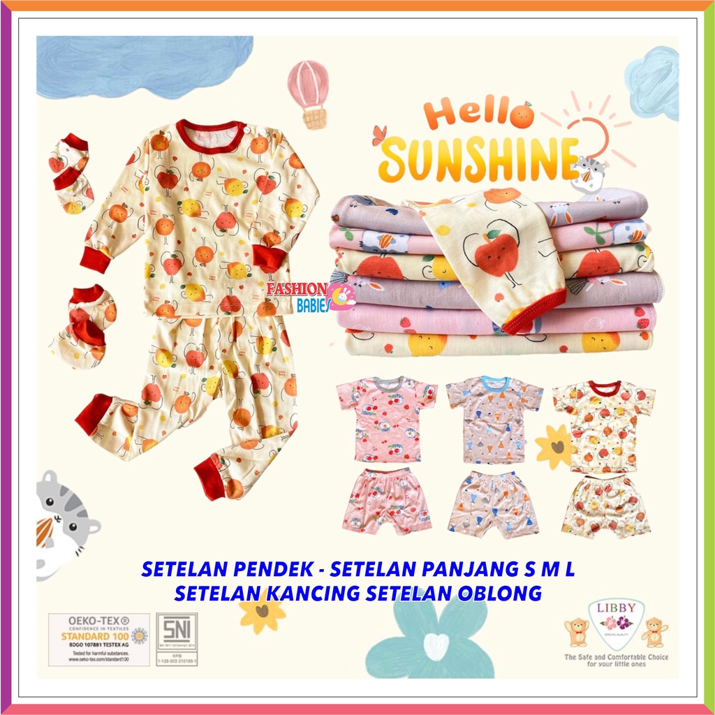 LIBBY PRINT MOTIF TERBARU HELLO SUNSHINE | SETELAN PENDEK | SETELAN PANJANG LIBBY BABY S M L ❤ Fashionbabies ❤