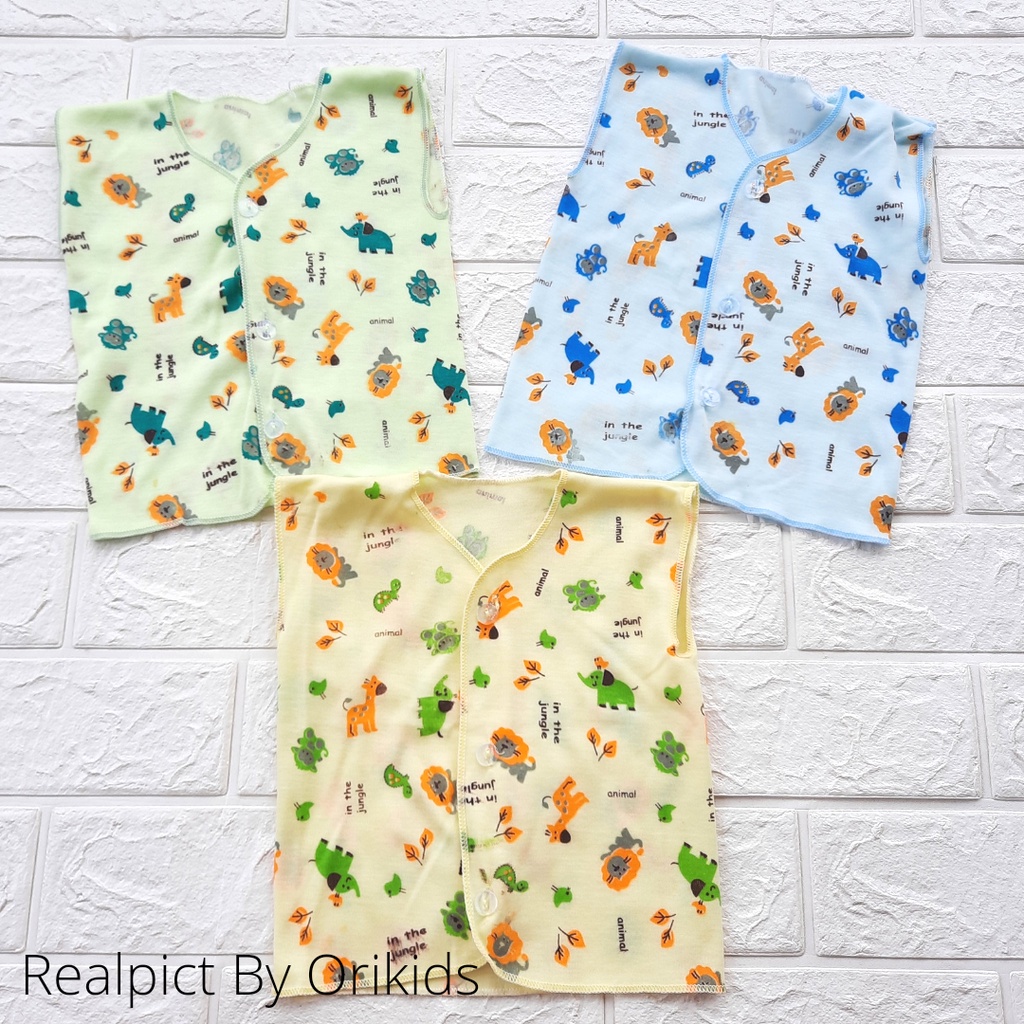 MURAH 3 POTONG Baju Bayi Baru Lahir Lengan Kutung Yukensi Tebal Halus Motif Karakter