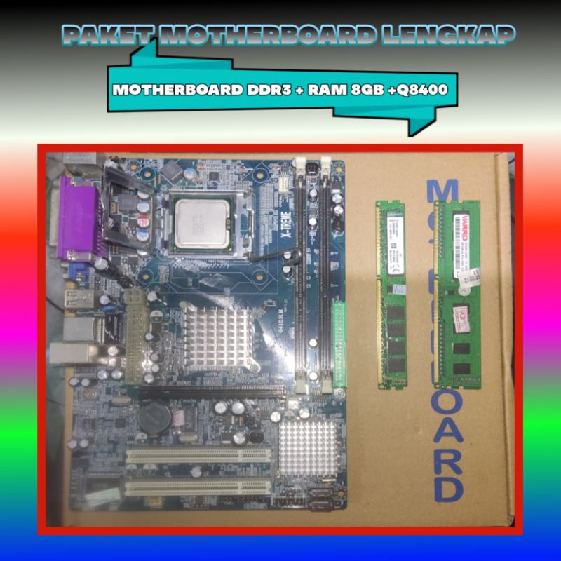 PAKET LENGKAP MOTHcERBOARD G41 LGA775  DDR3 + Ram 4 Gb + Core2Quad Q8400
