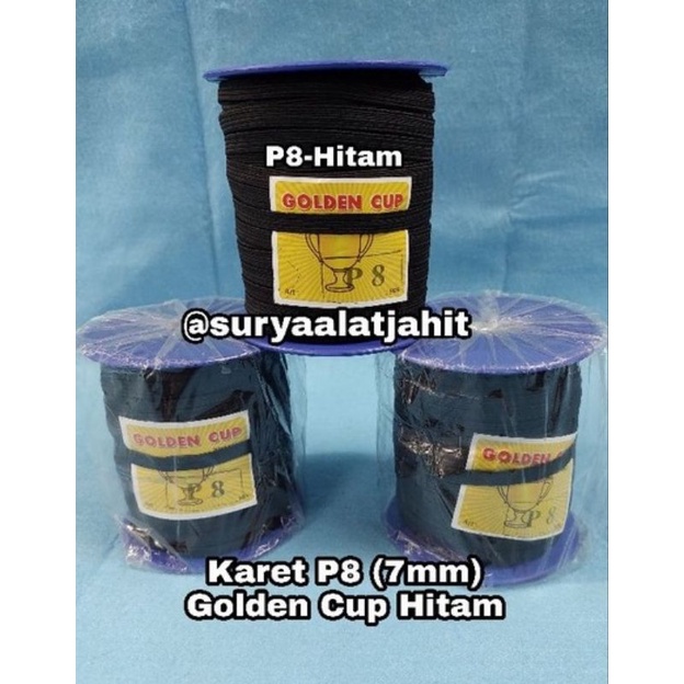 Karet P8 (7mm) Golden Cup Hitam =rp.43.000/1Rol