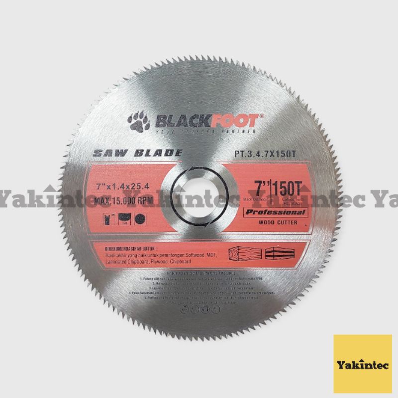 Mata Pisau Potong Kayu Circle 7" Inch 150T / HSS Saw Blade BLACKFOOT