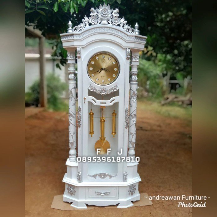 Lemari jam cat duco putih jati fullset promo free ongkir