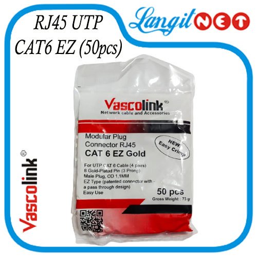 CONNECTOR VASCOLINK GOLD EZ RJ 45 CAT 6 ISI 50 ANTI GAGAL