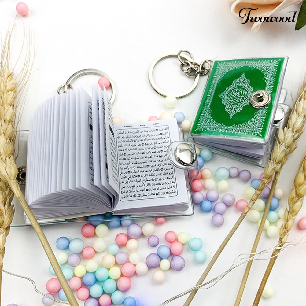 Twowood Gantungan Kunci Bentuk Buku Quran Mini Gaya Vintage