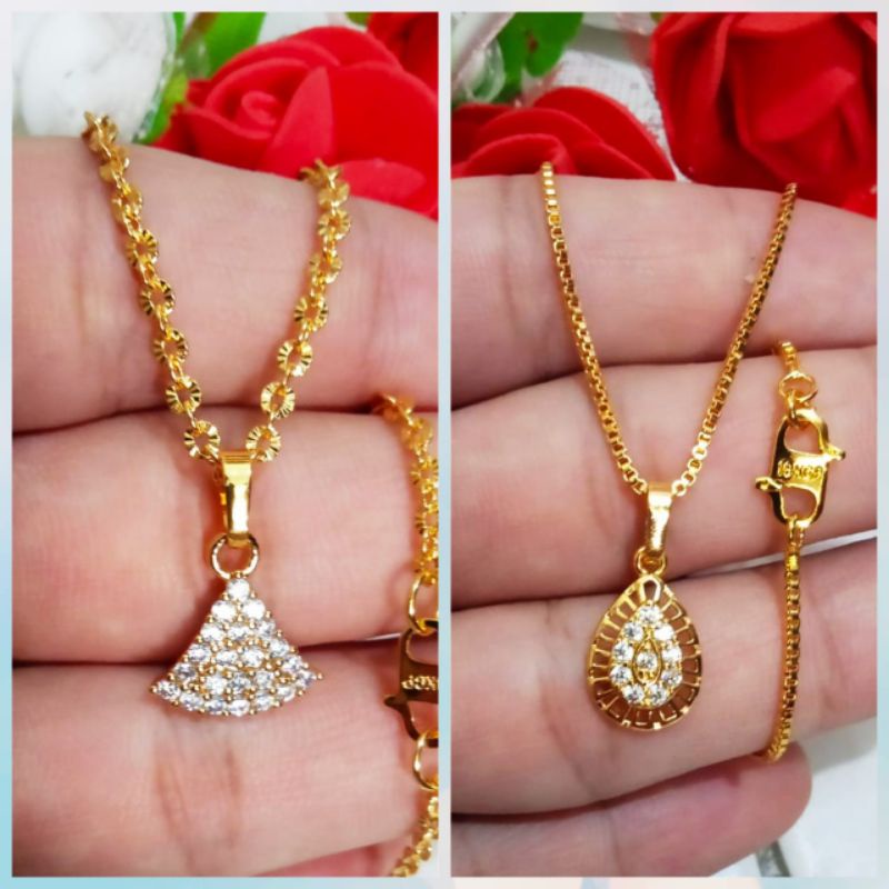 Kalung+liontin xuping wanita berlapis emas dengan mata zicron uk45cm