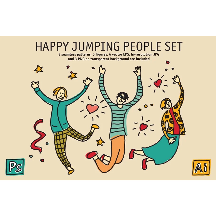 Happy Jumping People Set