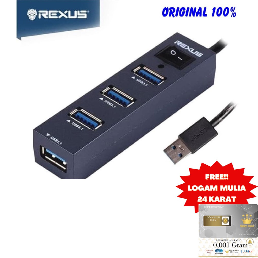 Rexus H327 4 port USB HUB 3.1 Super Speed 5 Gbps ports - RXH-327