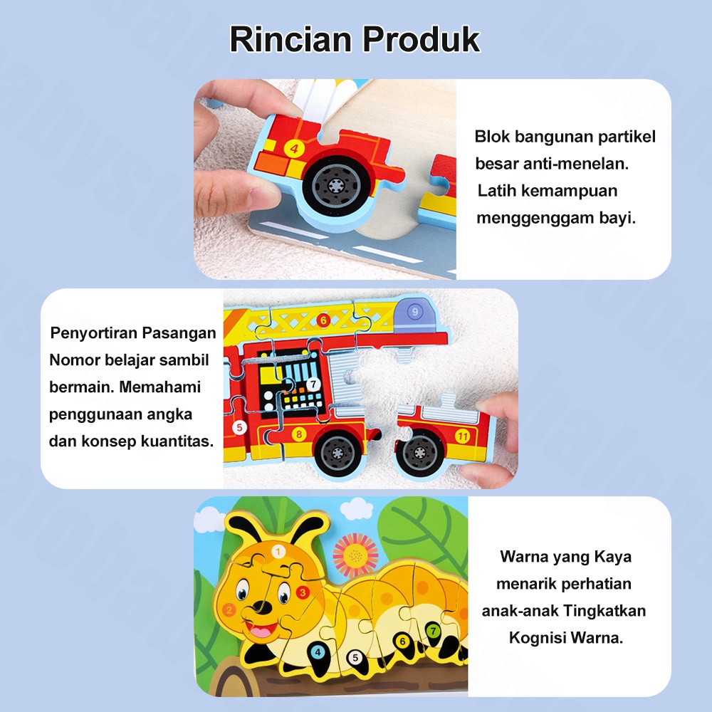 halobaby puzzle kayu mainan anak laki laki/edukasi puzzle/puzzle kendaraan