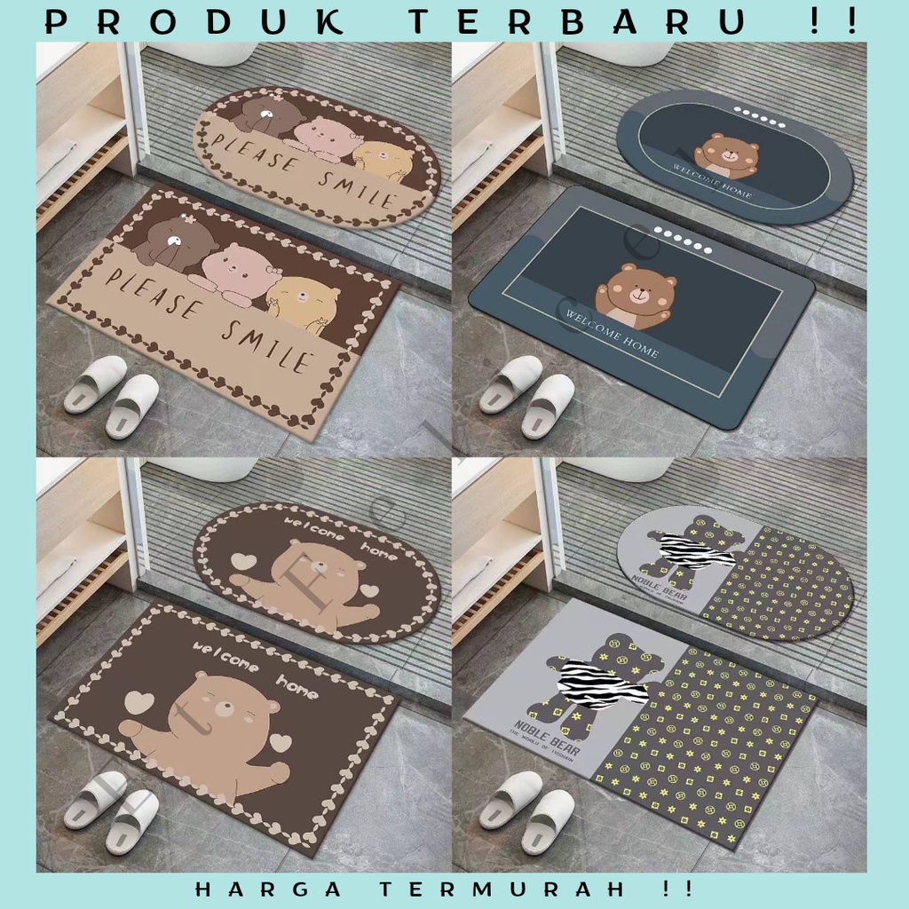 Velvet Mat SET / Keset Lantai Kaki Bludru Anti Selip Pintu Kamar Mandi