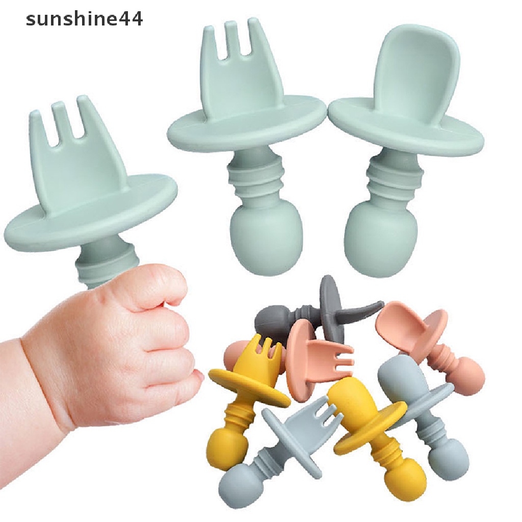 Sunshine 2pcs / Set Sendok Makan Bayi Bahan Silikon