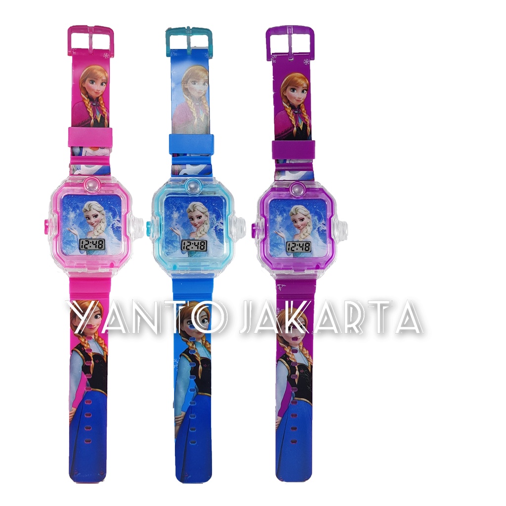 FROZEN JAM TANGAN ANAK PEREMPUAN LAMPU MUSIK PROYEKTOR