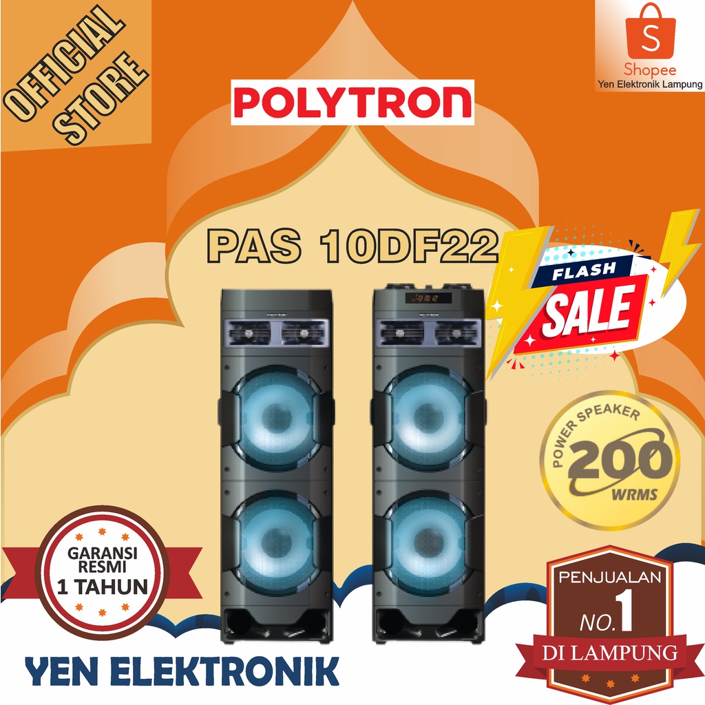 Speaker POLYTRON PAS 10DF22 Bluetooth Speaker Aktif Karaoke 10 Inch DOUBLE SUBWOOFER Garansi Resmi P