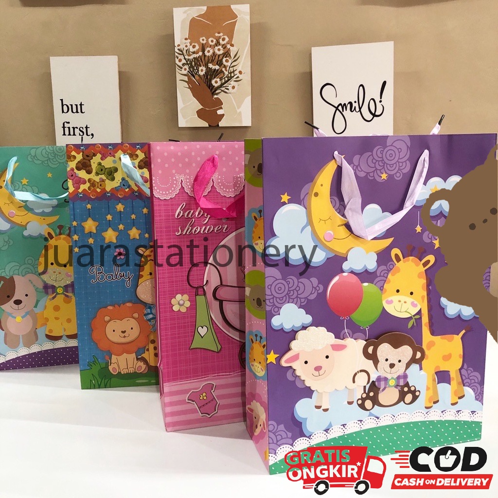 PREMIUM Paper Bag Besar Timbul 3D / Paper Bag Motif Bunga / Paper Bag / Tas Kado Motif  / Paperbag /