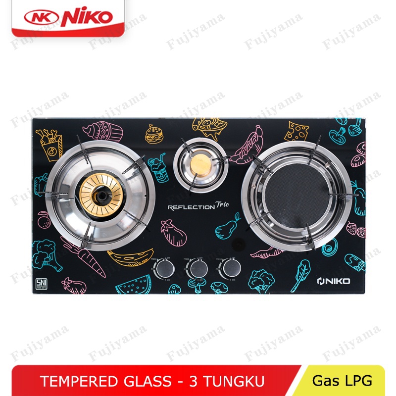 （Kompor Tanam）Murah Kompor Gas Kaca 3 Tungku - NIKO Reflection TRIO&amp;TRIO PRO