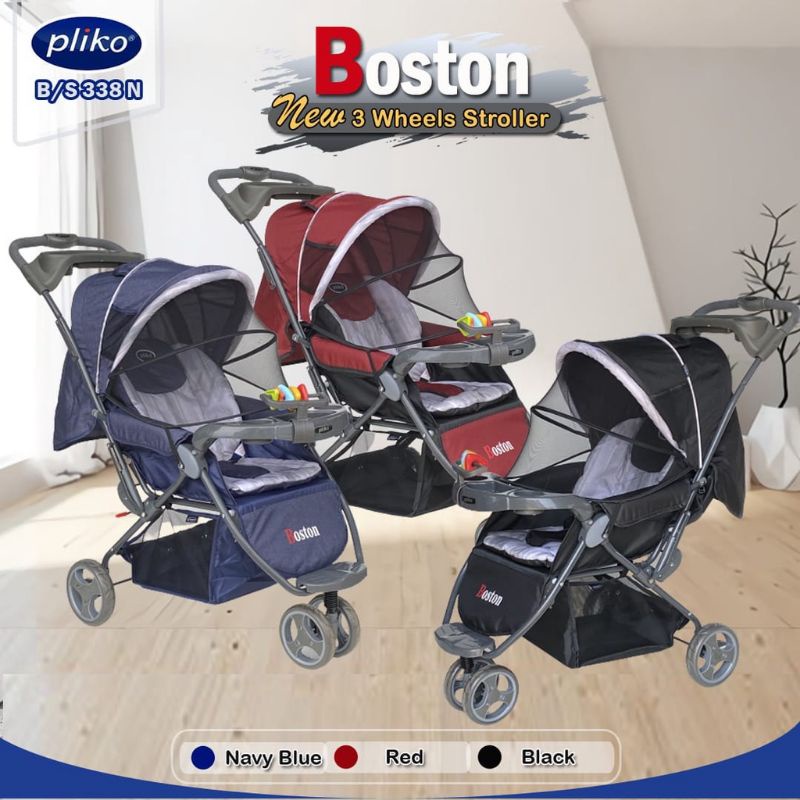 DORONGAN BAYI RODA 3 STROLLER PLIKO 338N BOSTON HARGA MURAH