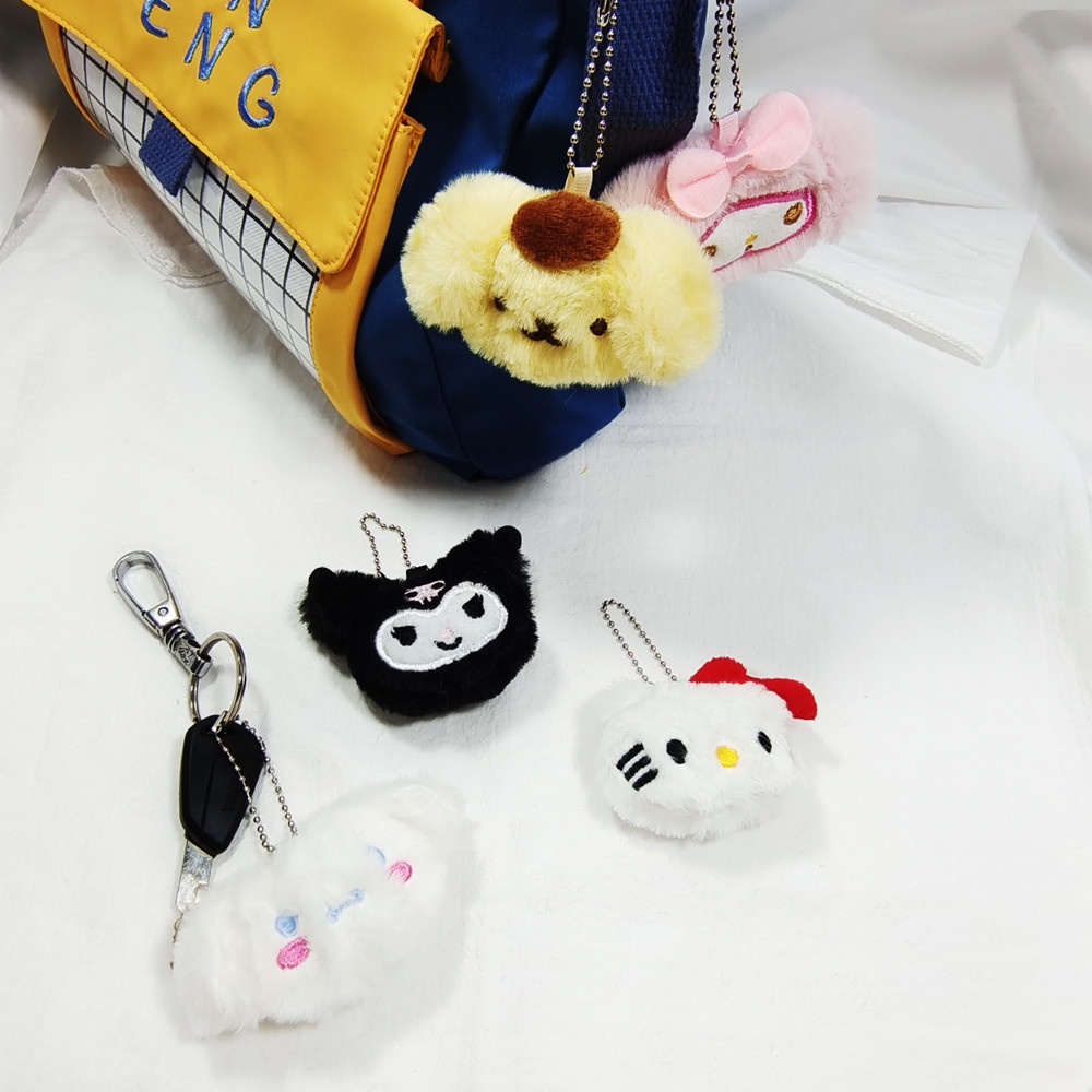 Gantungan Kunci Boneka Plush Kartun Sanrio Hello Kitty Kuromi Melody Pom Pom Purin Pochacco Untuk Hadiah