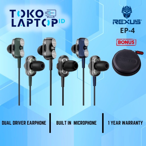 Rexus EP4 / EP-4 Wired Gaming Earphone Free Pouch