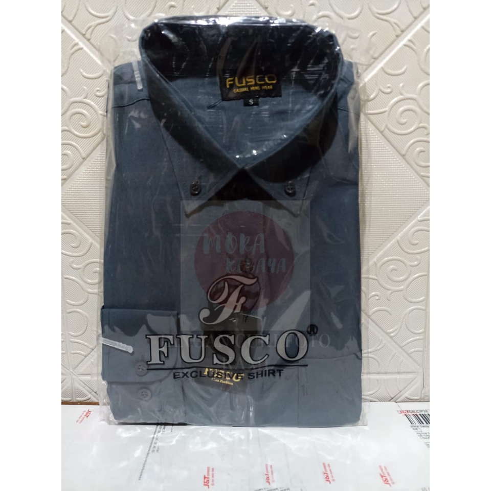 Kemeja polos reguler lengan panjang GREY fusco_kemeja kerja_kemeja pria_kemeja kuliah_kemeja formal_kemeja