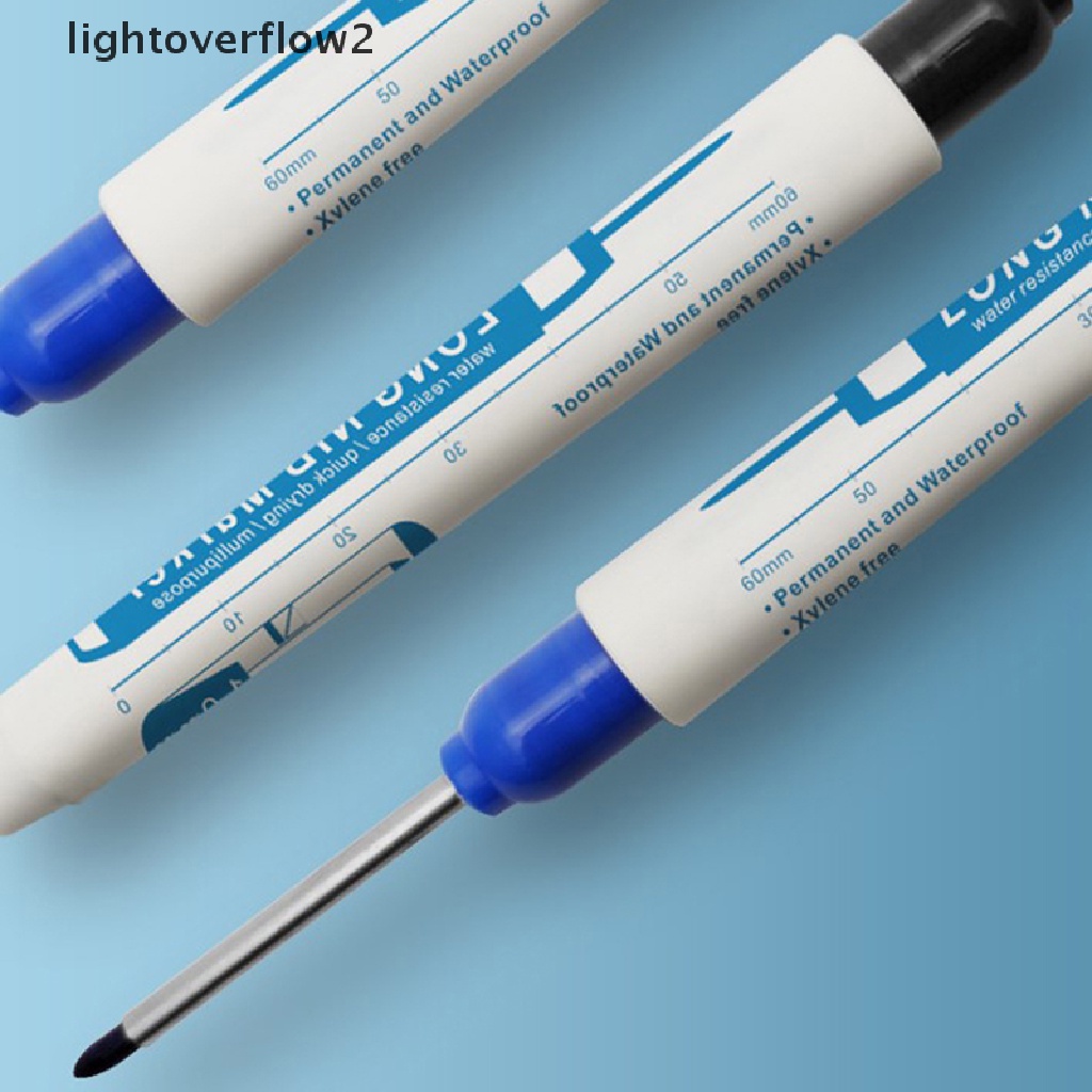 (lightoverflow2) 3pcs / Set Spidol Marker Kepala Panjang 30mm Tinta Merah / Hitam / Biru