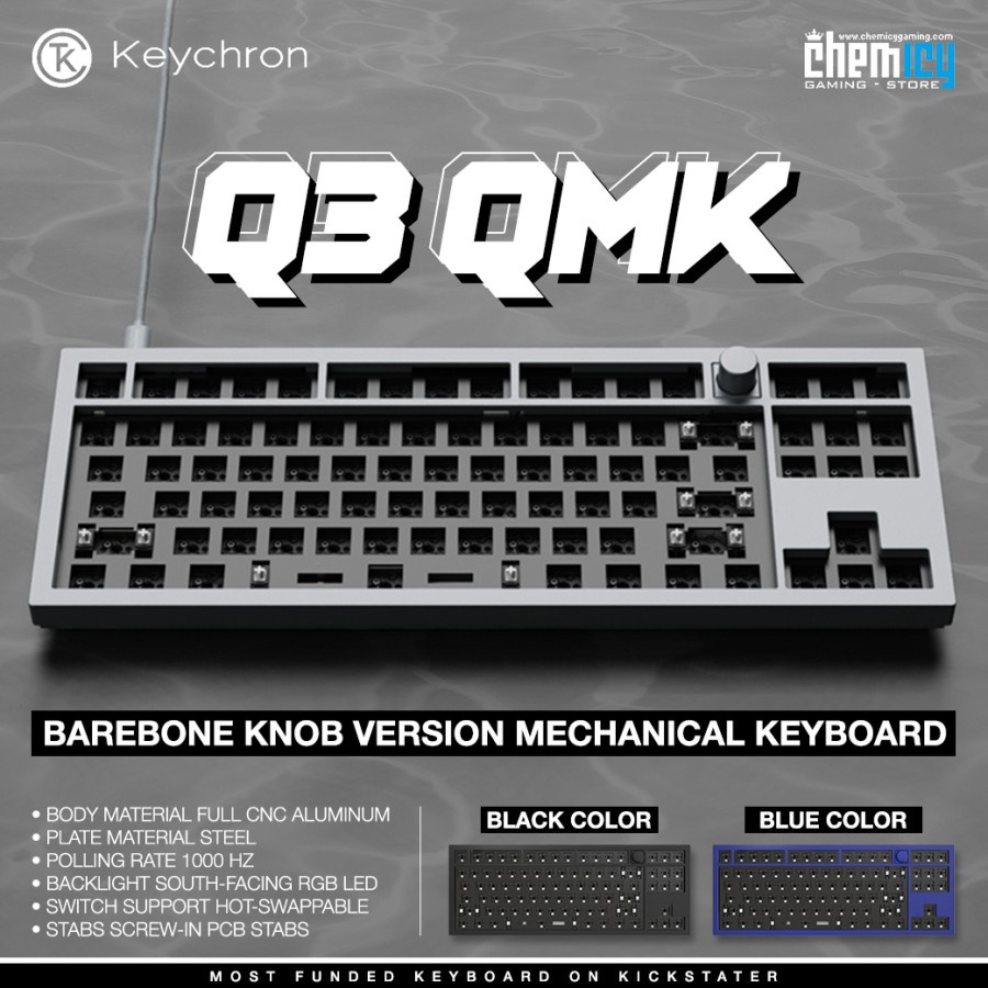 Keychron Q3 QMK TKL Barebone Knob Version Mechanical Gaming Keyboard