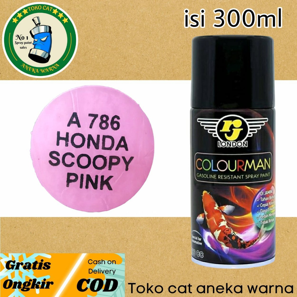 cat semprot 300ml colourman scoopy pink tahan bensin rj london spray paint pilok pilox